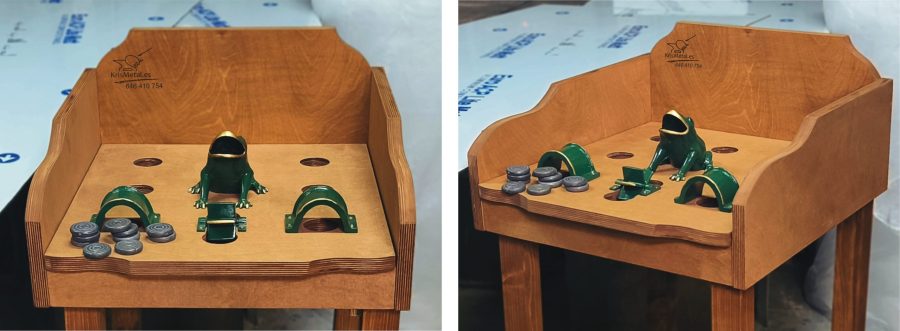juego de la rana modelo Alfa, con tratamiento para exterior y elementos metalicos de fundicion